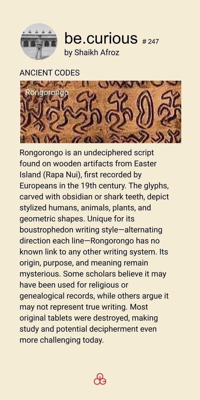 be.curious card by Shaikh Afroz: Ancient Codes