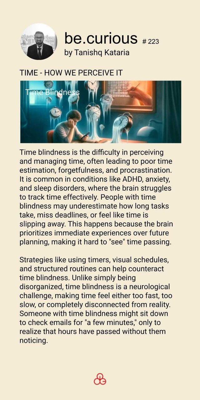 be.curious card by Tanishq Kataria: Time, How We Perceive It
